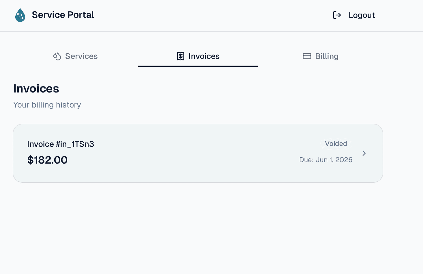 Homeowner portal — invoice payment view.
