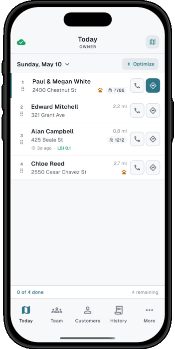PoolOps mobile invoicing flow — create, send, get paid via Stripe Connect.